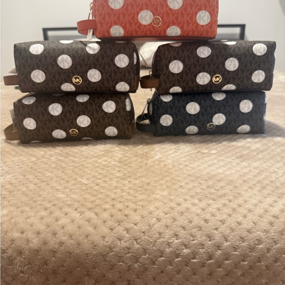 Michael Kors Red and Brown Polka Dot Bags